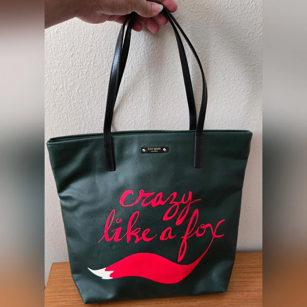 Kate Spade New York Crazy Like A Fox Green Limited Edition Tote NWOT - Picture 2 of 8